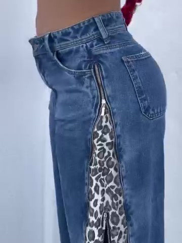 Pantaloni „Wild Zip Leopard”