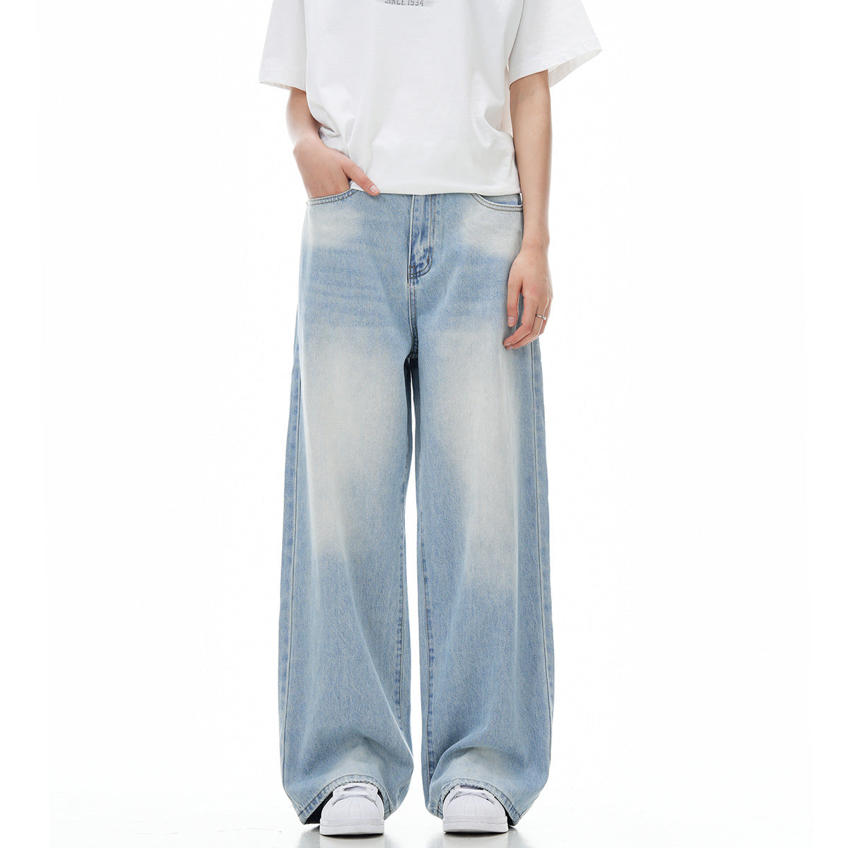 Pantaloni „Breeze Wide Light Blue”