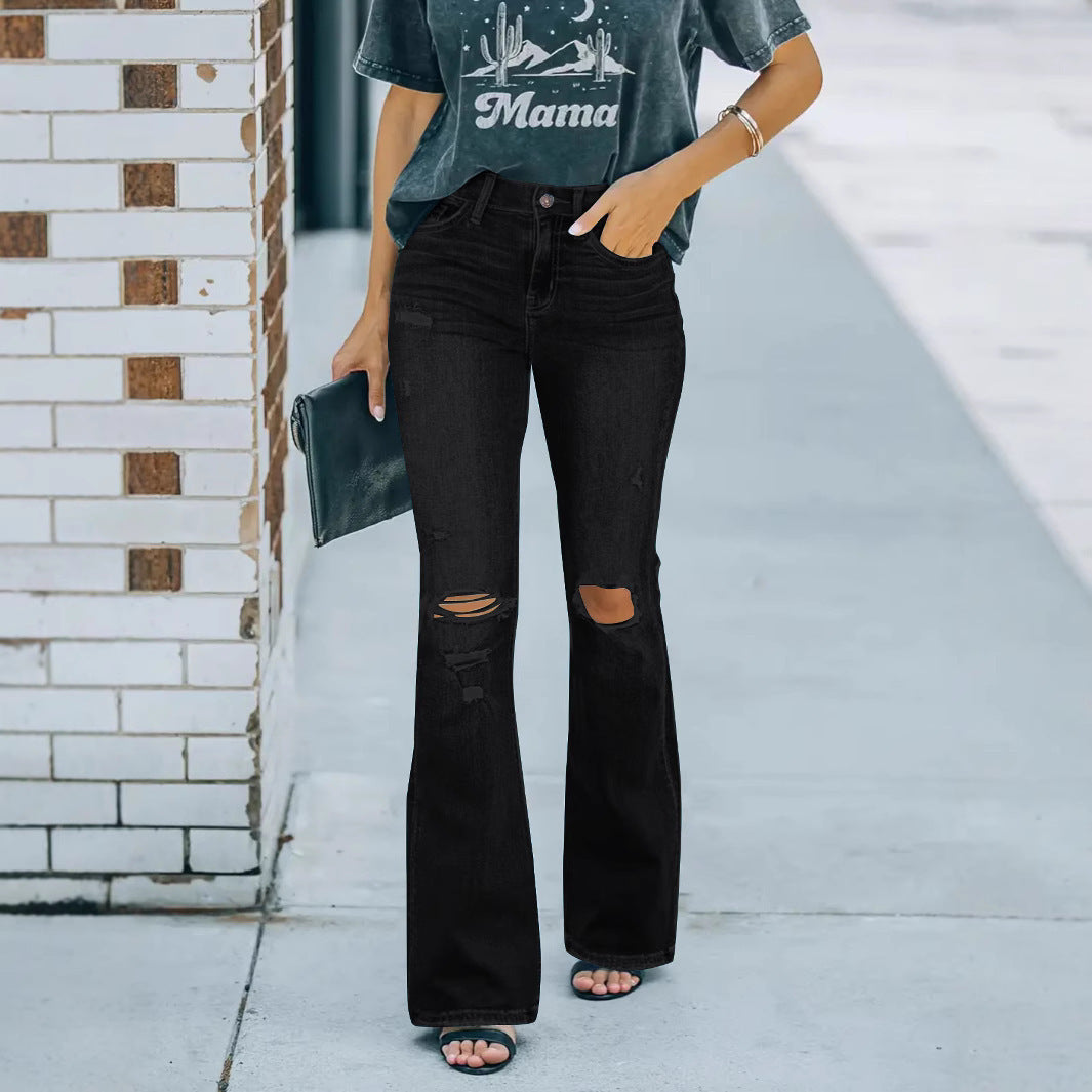 Pantaloni Ripped Flare Fit