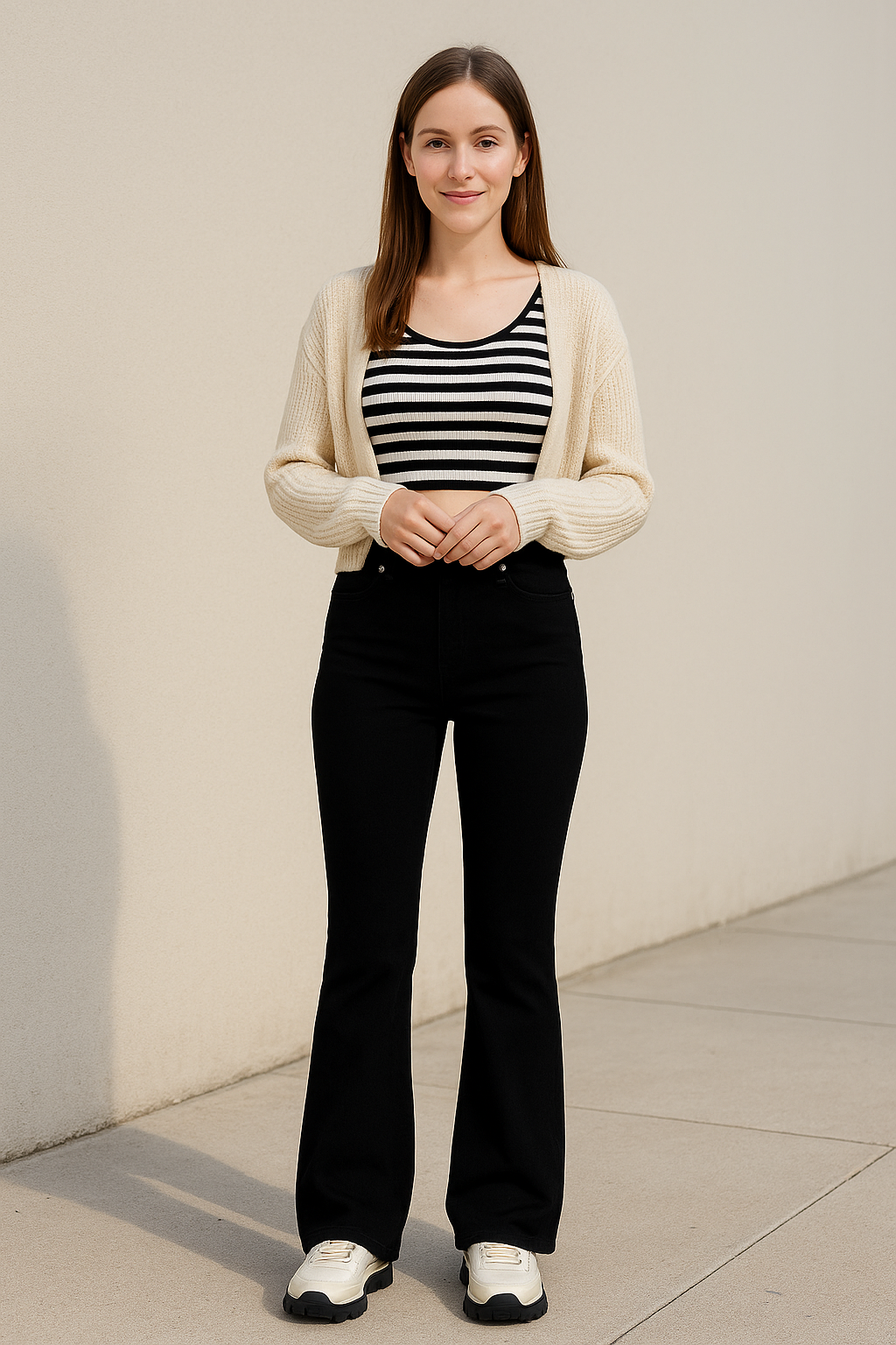Pantaloni „Black Sleek Flare”
