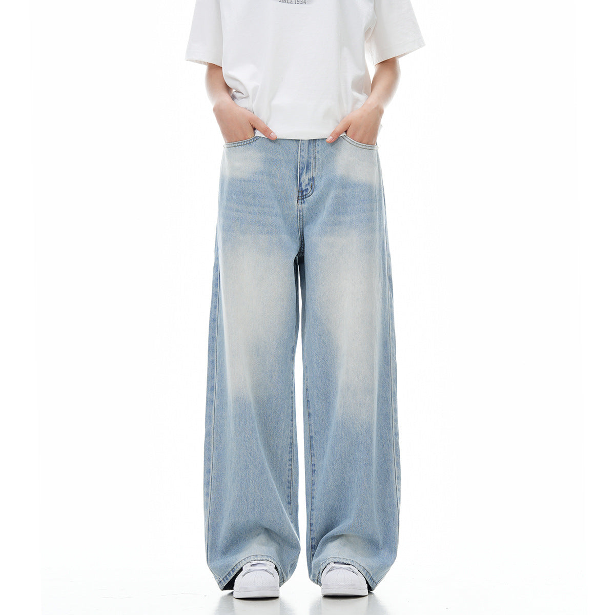 Pantaloni „Breeze Wide Light Blue”